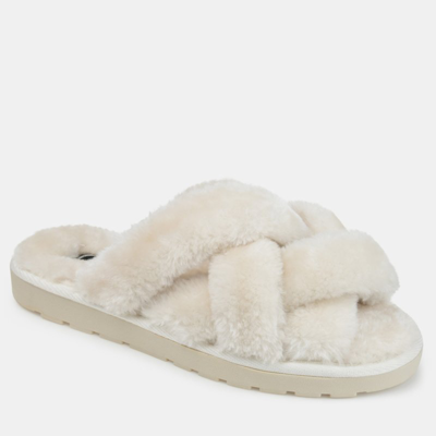 Journee Collection Collection Women's Faux Fur Quiet Slipper In Ivory