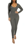Naked Wardrobe All Body Jumpsuit In Charcoal