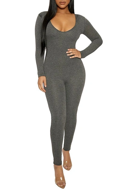 Naked Wardrobe All Body Jumpsuit In Charcoal