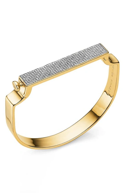 Monica Vinader Engravable Signature Bangle In Gold/ Diamond