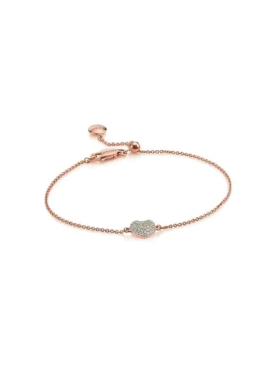 Monica Vinader Nura Mini Heart Diamond Bracelet In Metallic