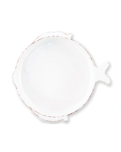Vietri Lastra Fish Medium Serving Bowl In White