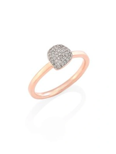 Monica Vinader Nura Mini Diamond Pebble Stacking Ring In Pink