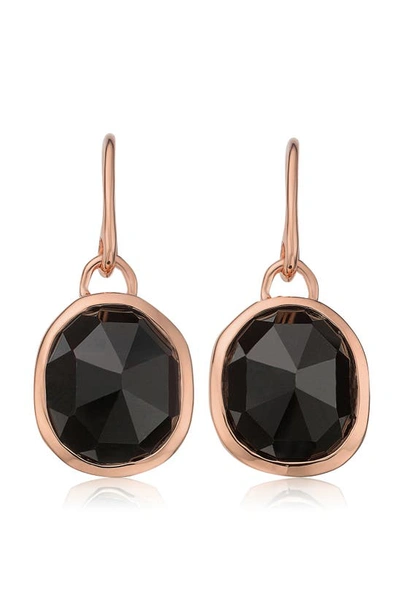 Monica Vinader Siren Semiprecious Stone Drop Earrings In Black Onyx/ Rose Gold