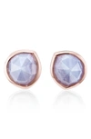 Monica Vinader Siren Semiprecious Stone Stud Earrings In Blue Lace Agate/ Rose Gold