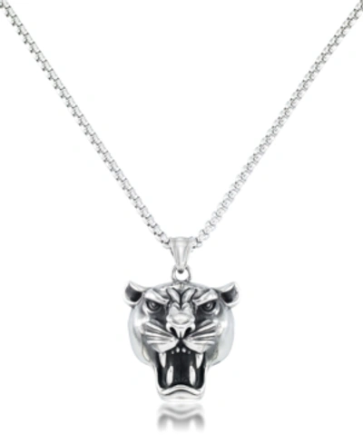Andrew Charles By Andy Hilfiger Men's Panther Head 24" Pendant Necklace In Stainless Steel