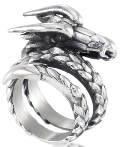 Andrew Charles By Andy Hilfiger Men's Dragon Coil Ring In Stainless Steel