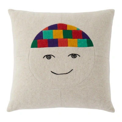 The Elder Statesman Off-white Cashmere Face Pillow In Wht/primary