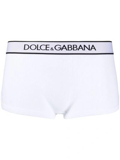Dolce & Gabbana Stretch Cotton Briefs W/ Logo Waistband In White