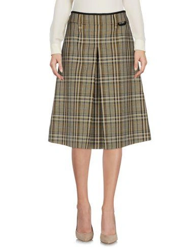 Prada Knee Length Skirts In Khaki
