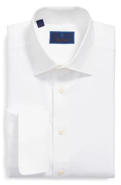 David Donahue Regular Fit Micro Bird's Eye French Cuff Dress Shirt In White