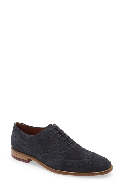 Ted Baker Fedinos Suede Oxford Brogue Shoes In Navy