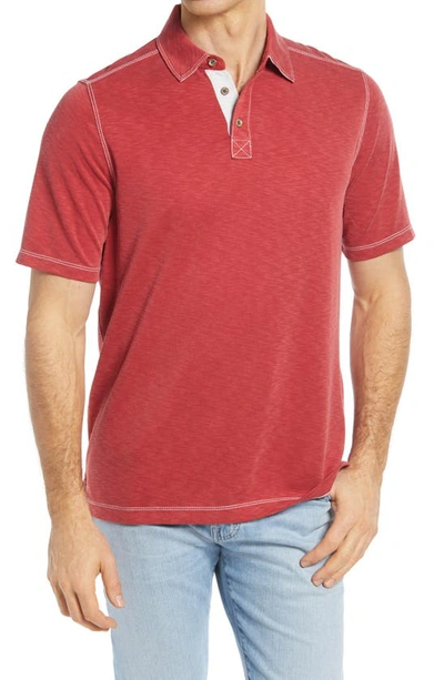 Johnston & Murphy Vintage Slub Polo Shirt In Red