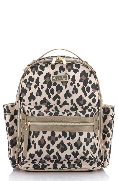 Itzy Ritzy Babies' Mini Leopard Faux Leather Diaper Backpack In Multi
