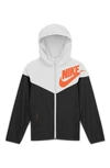 Nike Kids' Sportswear Windrunner Jacket (big Boy) In Whire/ Black/ Camellia