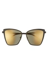 Diff Becky 57mm Sunglasses In Matte Black/ Gold Mirror