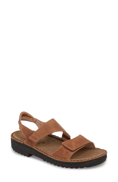 Naot Enid Sandal In Latte Brown Leather