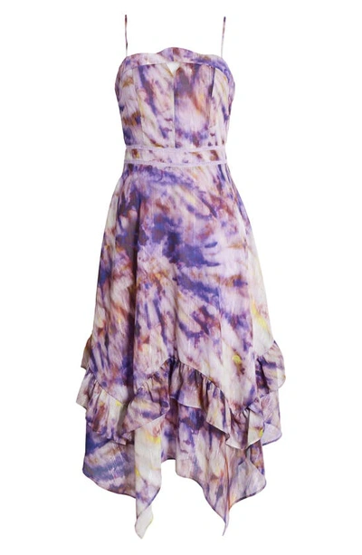 Adelyn Rae Jodie Tie Dye & Metallic Stripe Dress In Crystal Lavender