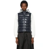 Moncler Ghany Shiny Quilted Puffer Vest In Navy