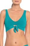 Robin Piccone Ava Knot Front Bikini Top In Pool