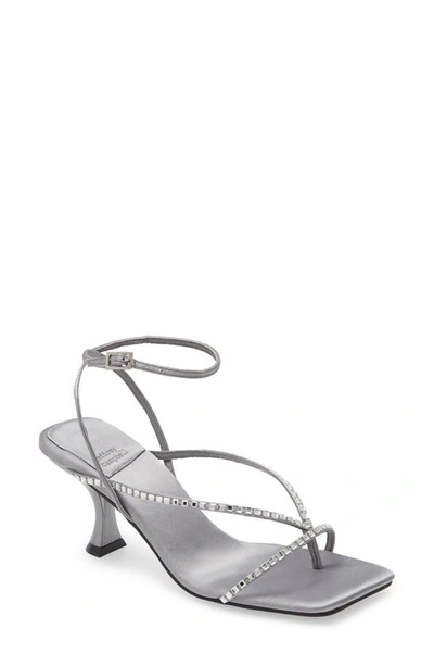 Jeffrey Campbell Fluxx-j Embellished Strappy Sandal In Grey Satin Silver