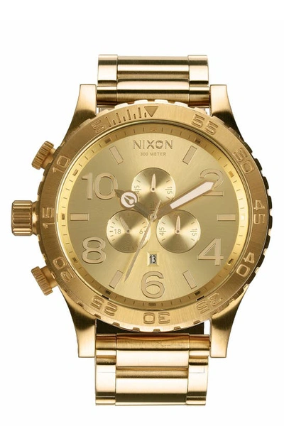 Nixon Men's 51-30 Chronograph Stainless Steel Bracelet Watch 51mm A083 In Gold Tone