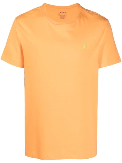 Polo Ralph Lauren Logo-embroidered Cotton-jersey T-shirt In Orange