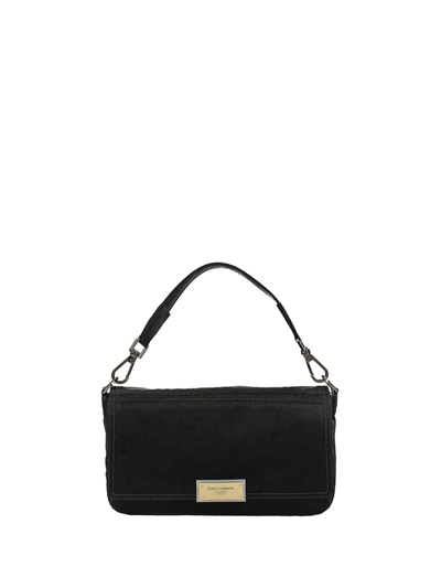 Dolce & Gabbana Nero Sicilia Dna Nylon Crossbody Bag With Branded Tag In Black