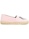 Kenzo Tiger Logo Embroidered Espadrille In Faded Pink