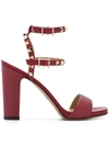 Valentino Garavani Rockstud Leather Ankle-strap Sandals In Red