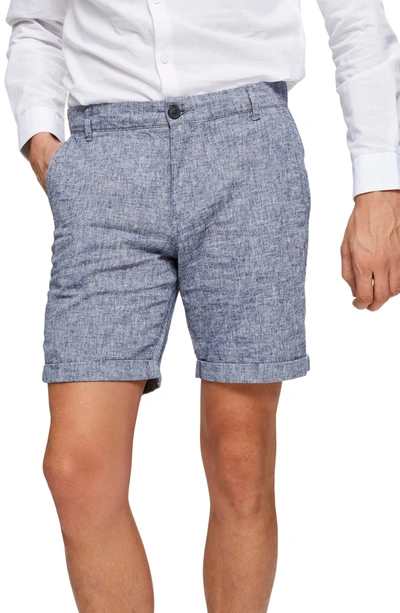 Selected Homme Paris Cuffed Hem Shorts In Blue Depths