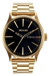 Nixon Sentry Ss 42mm All Rose Gold/black Stainless Steel Watch A356-1932 In Beige