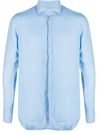 Xacus Long-sleeve Linen Shirt In Blau