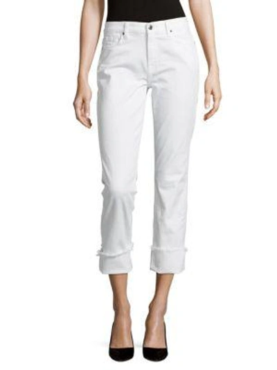 7 For All Mankind Frayed Five-pocket Pants In White Fashion
