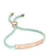 Monica Vinader Engravable Havana Friendship Bracelet In Rose Gold/ Mint