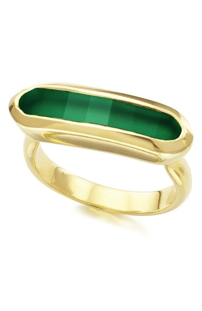 Monica Vinader Baja Stone Ring In Yellow Gold/ Green Onyx