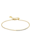 Monica Vinader Skinny Short Bar Bracelet Diamond In Yellow Gold