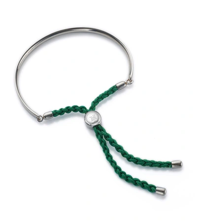 Monica Vinader Fiji Friendship Bracelet Sterling Silver In Silver/ Racing Green