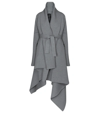 Norma Kamali Uneven Blanket Belted Cotton-blend Coat In Grey