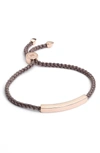 Monica Vinader Engravable Linear Friendship Bracelet In Rose Gold/ Mink