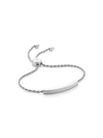 Monica Vinader Engravable Linear Diamond Chain Bracelet In Silver
