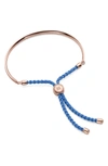 Monica Vinader Engravable Fiji Friendship Bracelet In Powder Blue/ Rose Gold