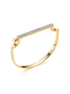 Monica Vinader Gold Vermeil Signature Thin Diamond Bangle In *yellow Gold Plated