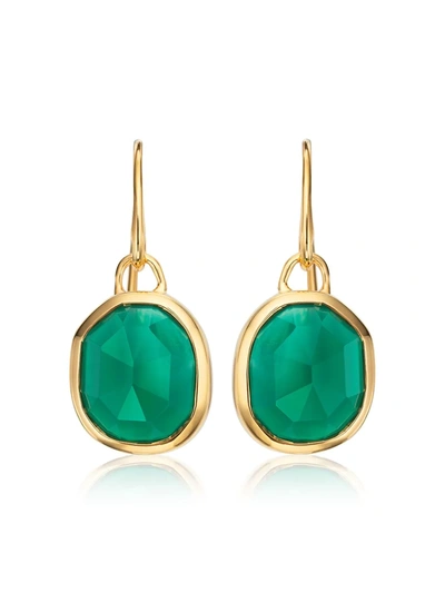 Monica Vinader Siren Semiprecious Stone Drop Earrings In Gold/ Green Onyx