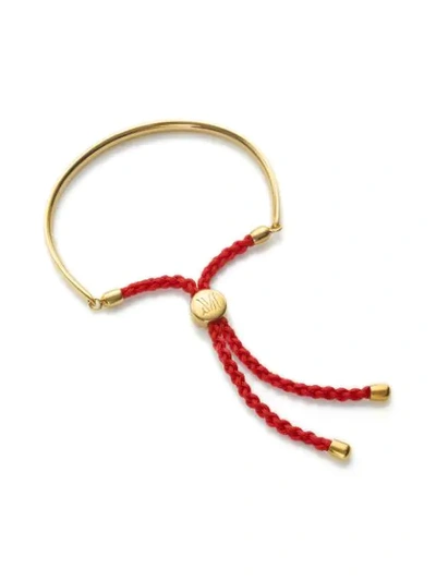 Monica Vinader Engravable Fiji Friendship Bracelet In Yellow Gold/ Coral