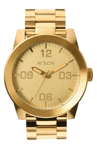 Nixon Men's Corporal Stainless Steel Bracelet Watch 48mm A346 In Gold