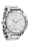 Nixon Men's 51-30 Chronograph Stainless Steel Bracelet Watch 51mm A083 In Silver