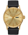 Nixon Men's Sentry Leather Strap Watch 42mm A105 In Gold