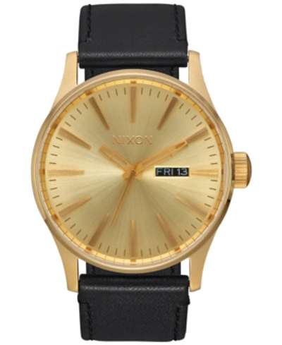 Nixon Men's Sentry Leather Strap Watch 42mm A105 In Gold