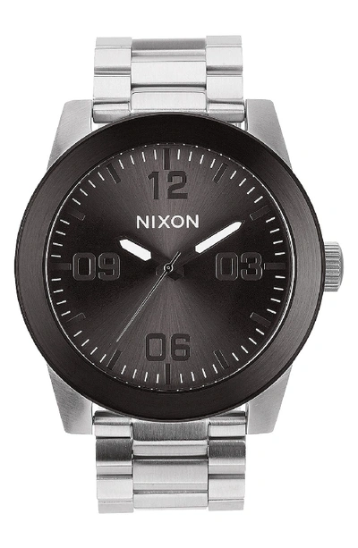 Nixon 'the Corporal' Bracelet Watch, 48mm In Silver/ Gunmetal